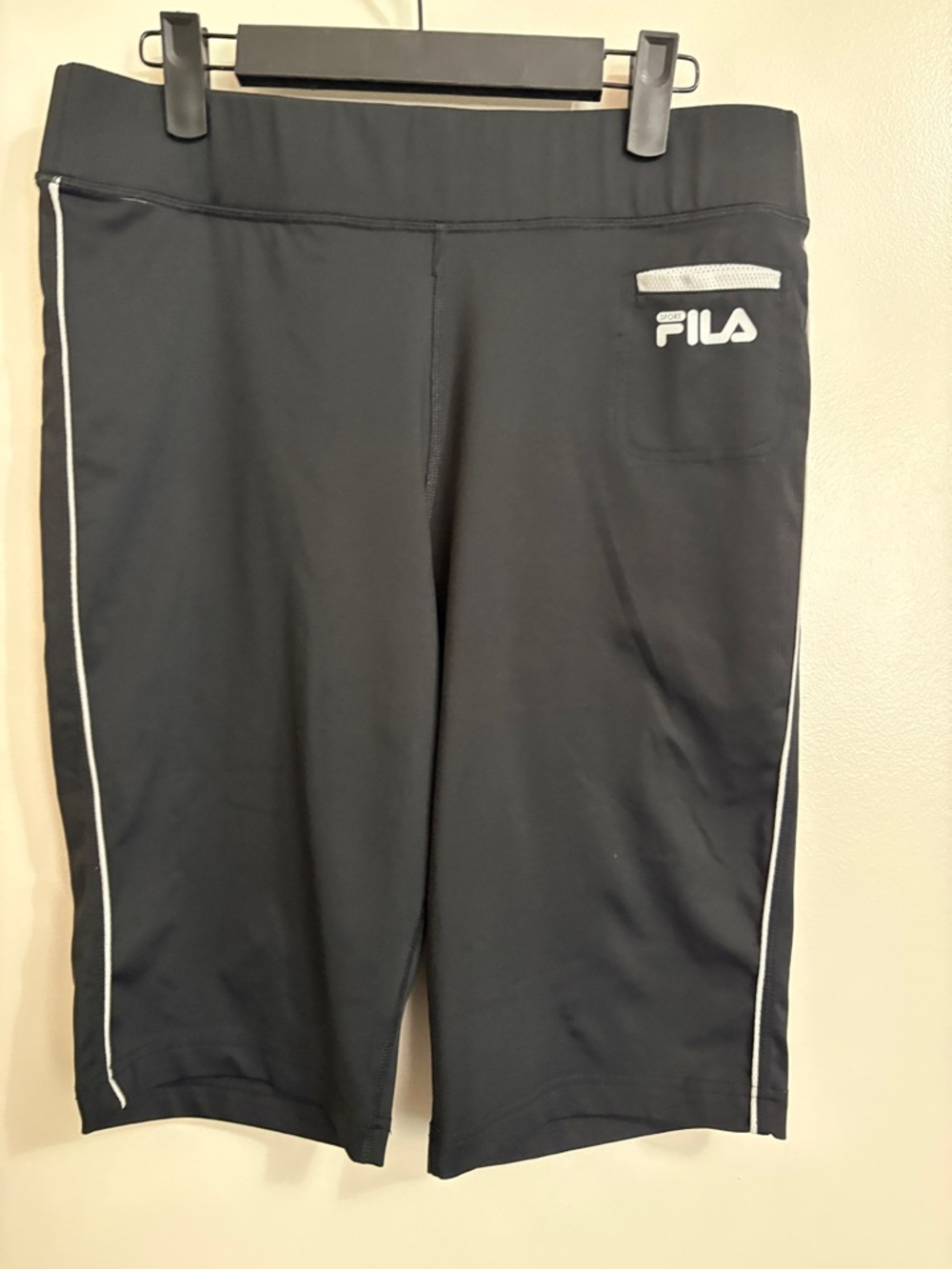 Fila Black Athletic Bike Shorts with White Trim
